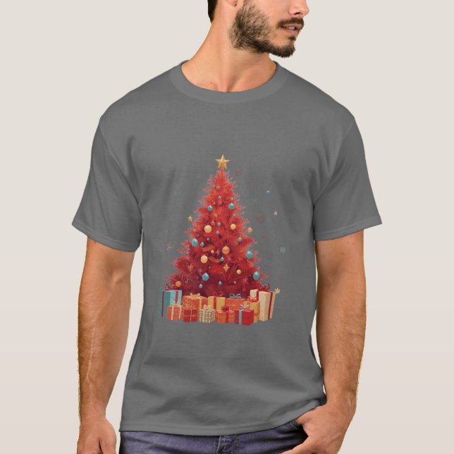 Camiseta Royal Red Festive Glow: Premium Christmas Tree (Frente)