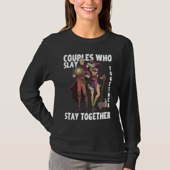 Camiseta RPG Role Play  Idea Valentine's Day Gamer Couple C (Frente)