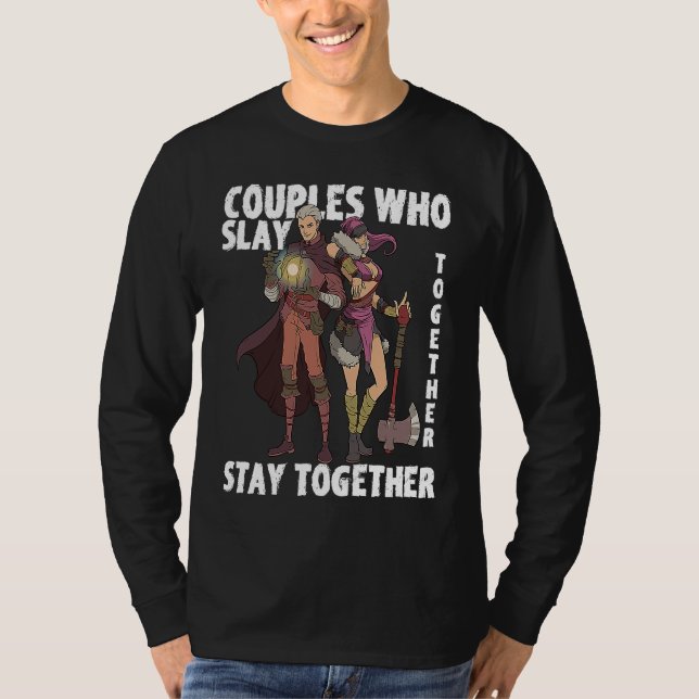 Camiseta RPG Role Play  Idea Valentine's Day Gamer Couple C (Frente)