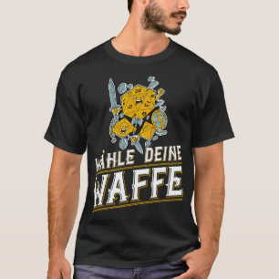 Camiseta RPG Wrfel Mit Waffen Papel de Caneta Fantasy Rolle