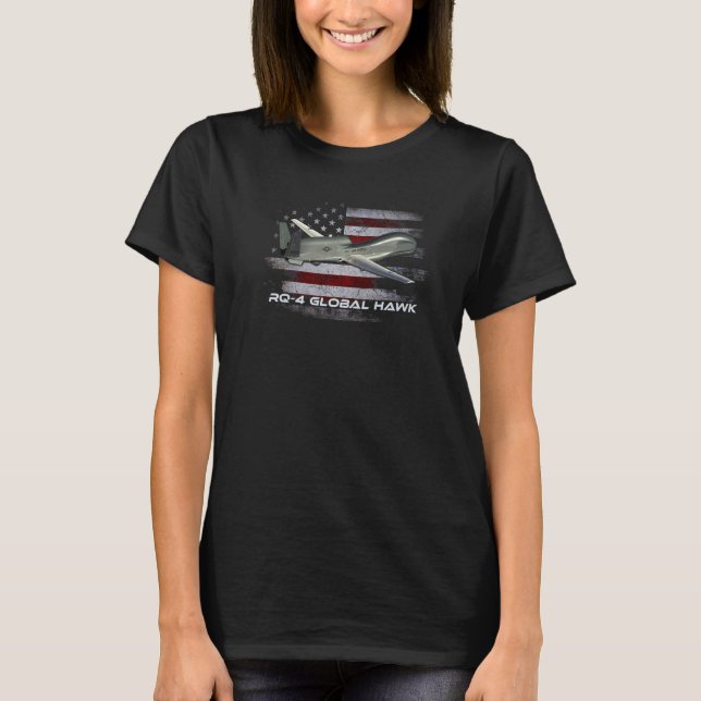 Camiseta RQ-4 Global Hawk T-shirt- Combat Veteran Veterans  (Frente)