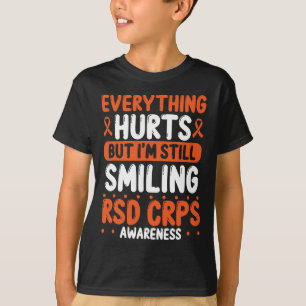 Camiseta RSD CRPS Warrior Orange Ribbon ainda sorrindo CRPS