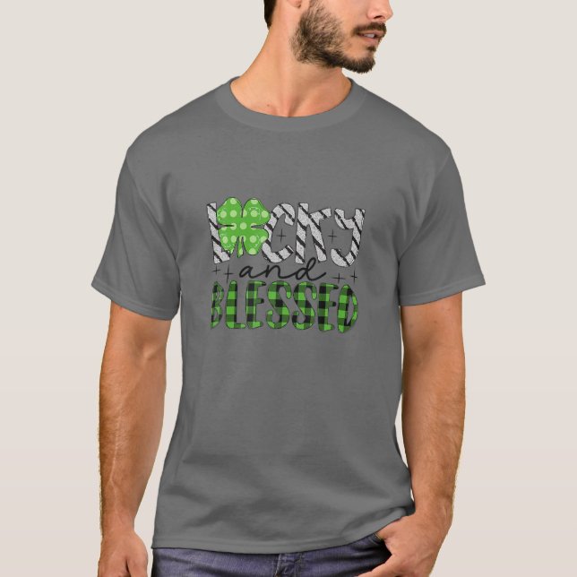 Camiseta Rua Abençoada, Patrick Day Buffalo Xadrez Gra (Frente)
