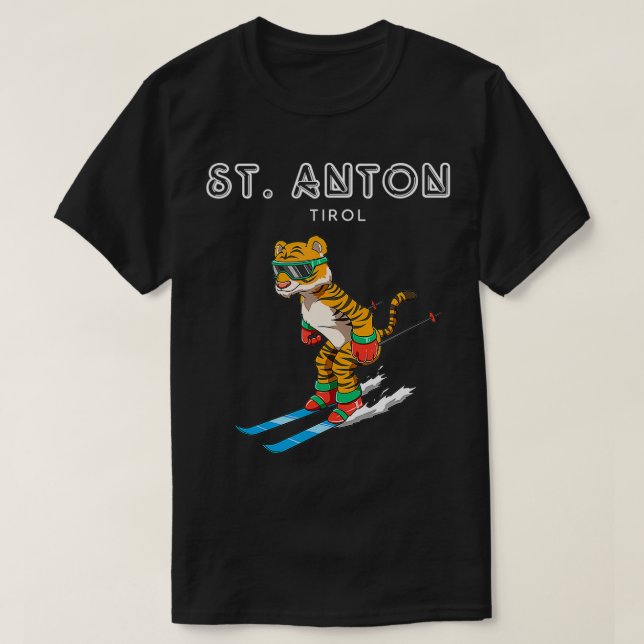 Camiseta Rua Anton Tirol Áustria Retro Ski Tiger (Frente do Design)
