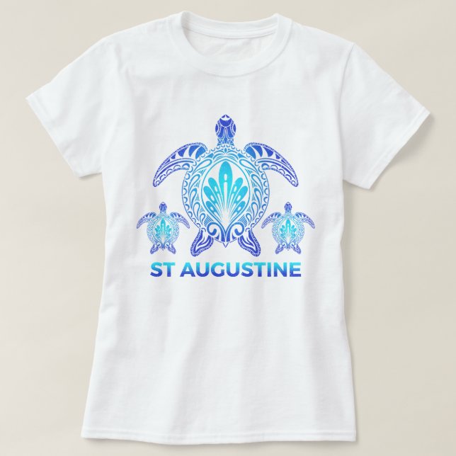 Camiseta Rua Augustine Florida Ocean Turtle Souvenirs (Frente do Design)