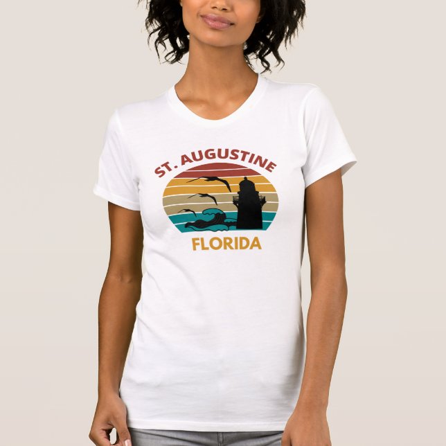Camiseta Rua Augustine Florida Retro Sunset Design (Frente)