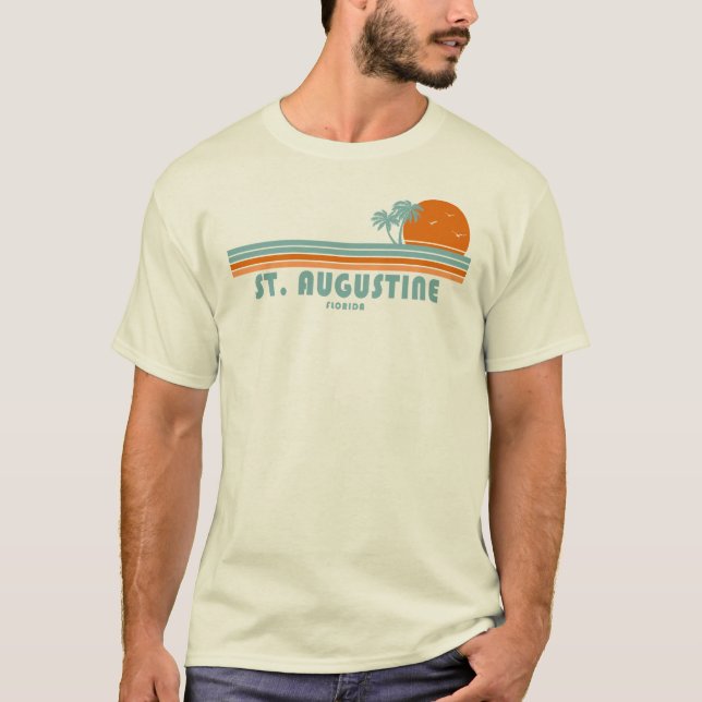 Camiseta Rua. Augustine Florida Sun Palm Trees (Frente)