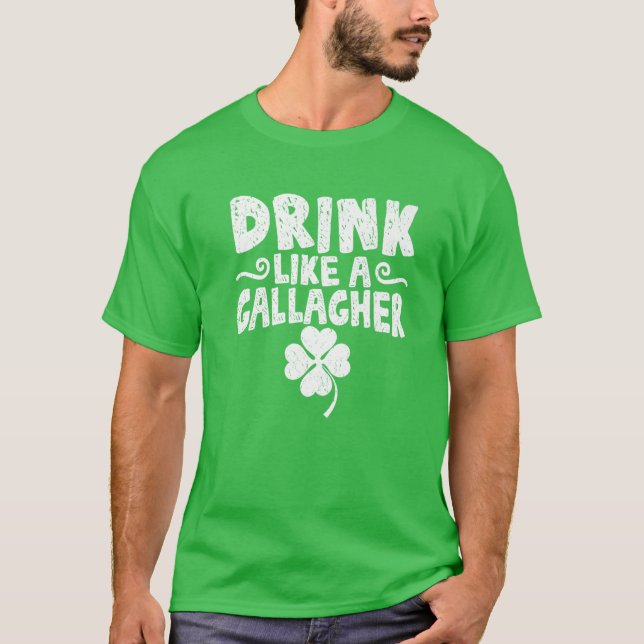 Camiseta Rua, Bebendo do Dia de Patrick Gallagher, Shamroc  (Frente)