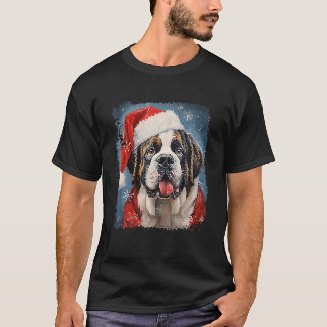Camiseta Rua Bernard Árvore de Natal Papais noeis de Cachor (Frente)