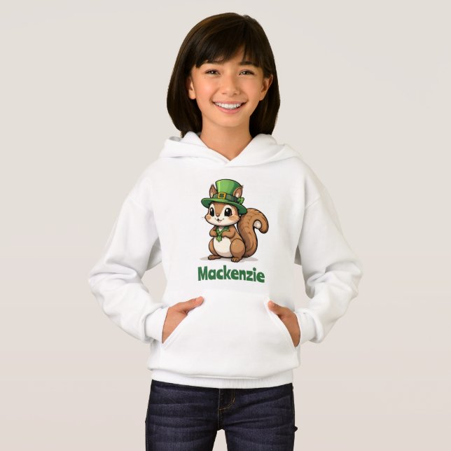 Camiseta Rua bonita, esquilo do dia de Patrick com chapéu v (Frente Completa)