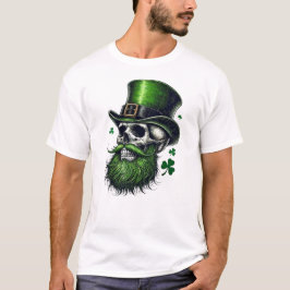Camiseta Rua, Caveira do Dia de Patrick com Barba Verde