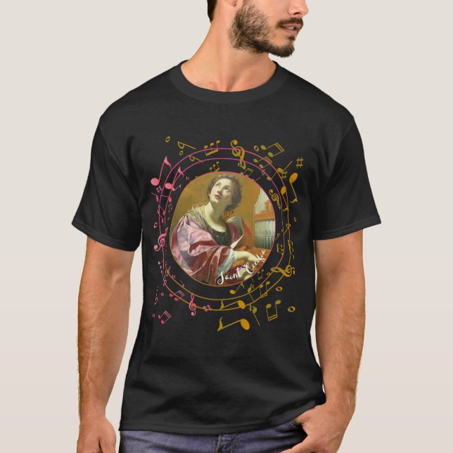 Camiseta Rua Cecilia Patron Santo de Músicos Musi Católicos (Frente)
