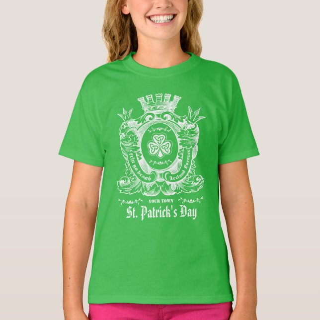 Camiseta Rua Celta Shamrock Crest. Dia de Patrick (Frente)