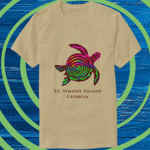 Camiseta Rua Colorida e Bonita, Ilha Simons, Gás, Tartaruga