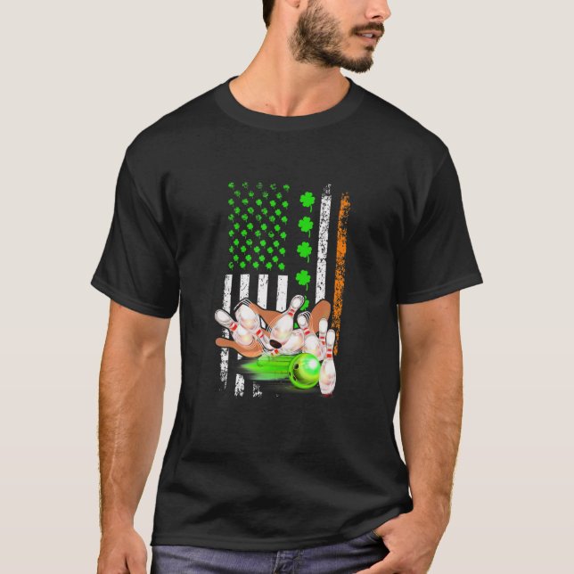 Camiseta Rua da Bola de boliche da bandeira irlandesa ameri (Frente)