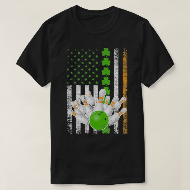 Camiseta Rua da Bola de boliche de bandeira irlandesa ameri (Frente do Design)