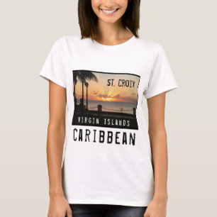Camiseta Rua das Ilhas Virgens. Croix Sunset Caribe USVI