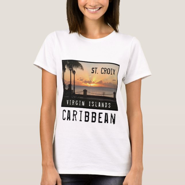 Camiseta Rua das Ilhas Virgens. Croix Sunset Caribe USVI (Frente)