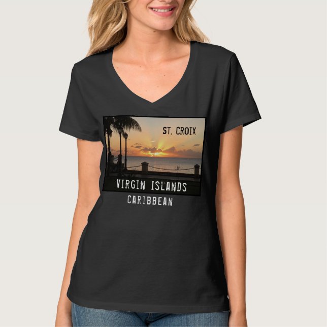 Camiseta RUA das Ilhas Virgens dos EUA Croix USVI Sunset Tr (Frente)