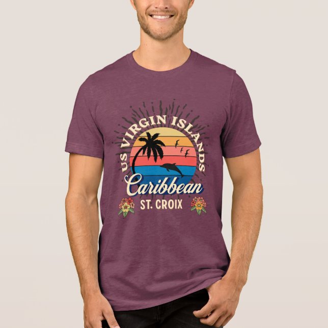 Camiseta RUA das Ilhas Virgens dos EUA Croix USVI Tropical (Frente)