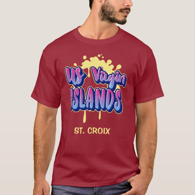 Camiseta RUA das Ilhas Virgens dos EUA Croix USVI Tropical (Frente)