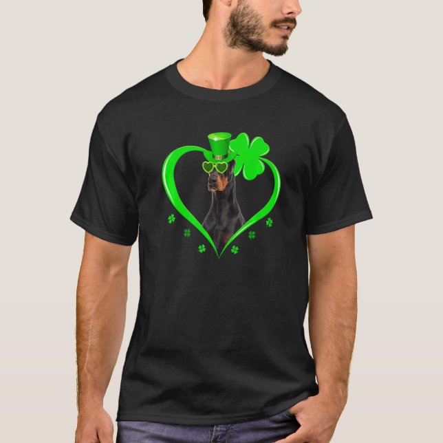 Camiseta Rua De Cachorro Doberman Patrick S Day Shamrock Co (Frente)