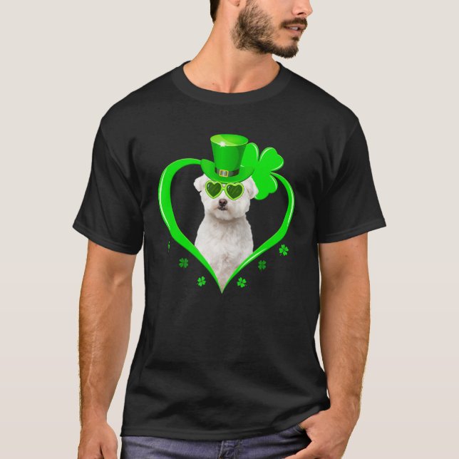 Camiseta Rua De Cachorro Maltês Patrick S Day Shamrock Cost (Frente)