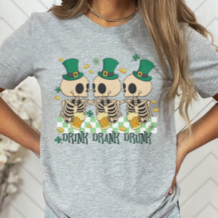 Camiseta Rua de cerveja esquelética, dia de Patrick, Bebado