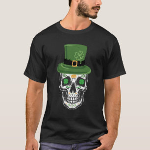 Camiseta Rua de Crânio do Açúcar Patrick Day Leprechaun Sha
