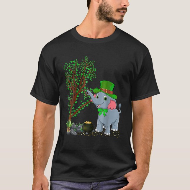 Camiseta Rua de Elefante do Shamrock Irlandês Leprechaun Ha (Frente)