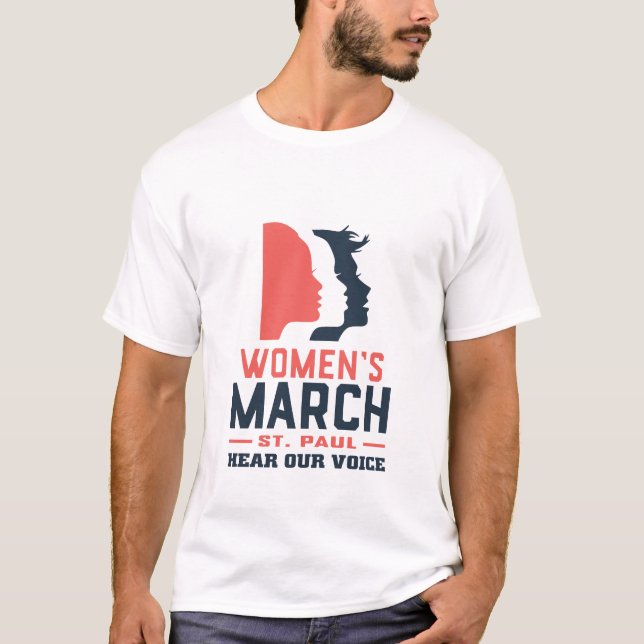 Camiseta Rua de Marcha das Mulheres. Paul ouviu nossa Voz (Frente)