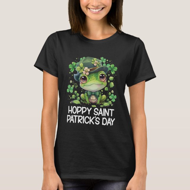 Camiseta Rua de papoila no dia de Patrick Sapo Cute Leprech (Frente)