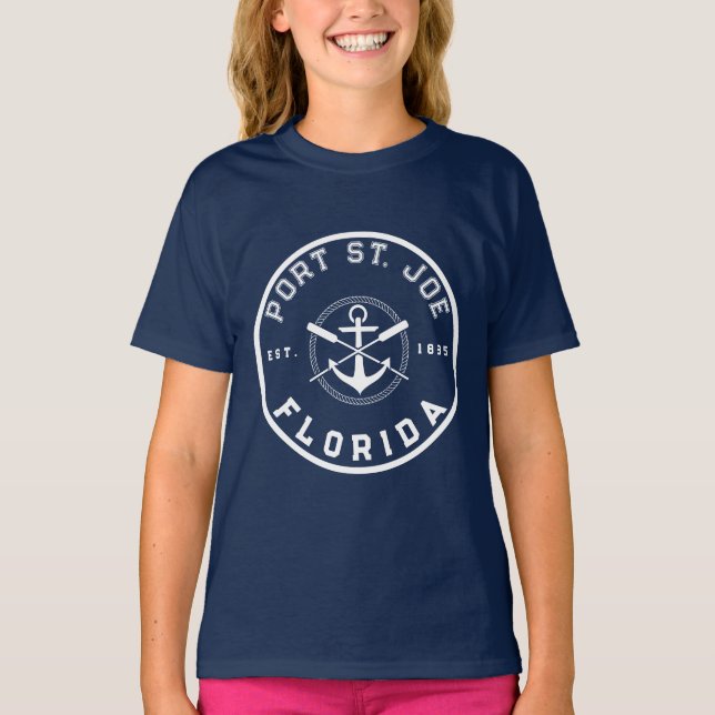 Camiseta Rua de Porto. Joe Florida Beaches Marinho Oars Anc (Frente)