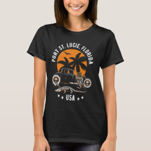 Camiseta Rua de Porto Lucie Florida Sunset Hotrod Alligator