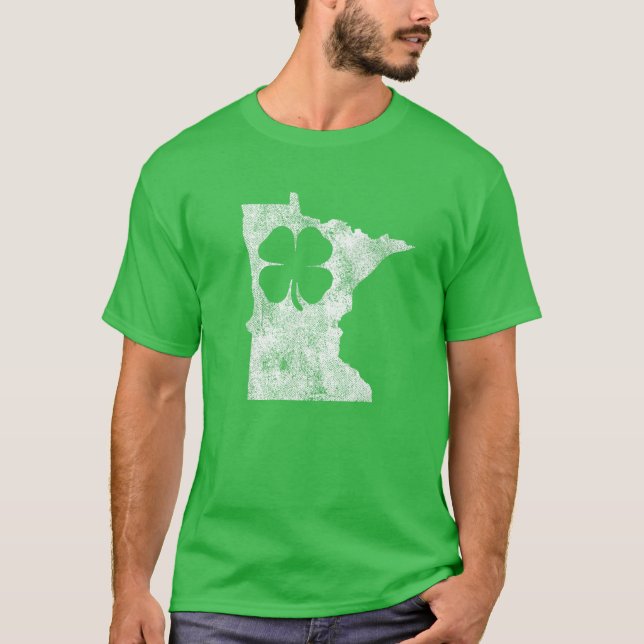 Camiseta Rua de presente de Minnesota. Vestido de Shamrock  (Frente)