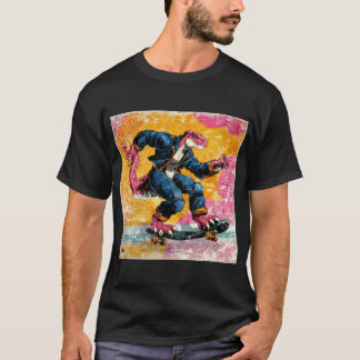 Camiseta Rua de Quadrinhos Dino Skater com Jaqueta Azul