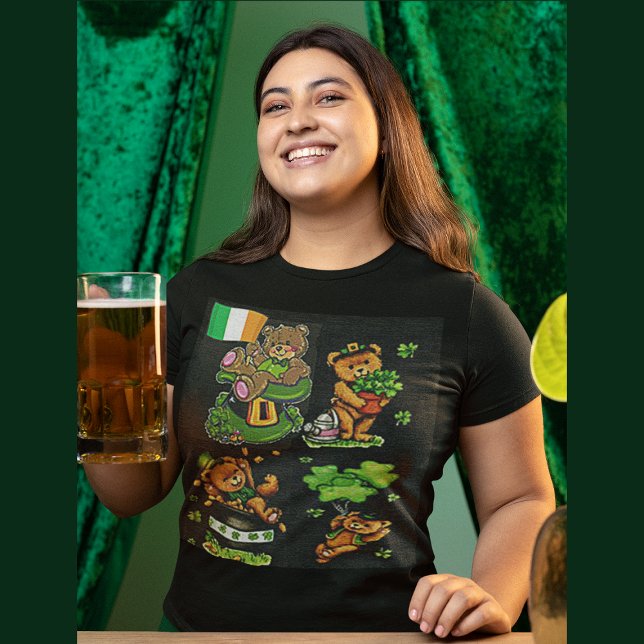 Camiseta Rua de Urso de Teddy. Coleção de Dia de Patrick (Teddy Bear St. Patrick's Day Collection Women's T-Shirt)