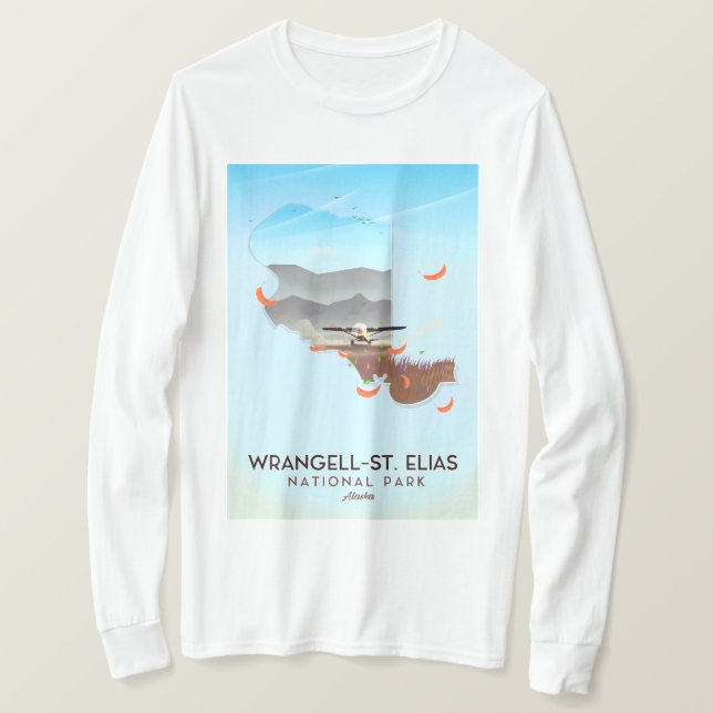 Camiseta Rua de Wrangell. Parque Nacional de Elias, poster  (Frente do Design)