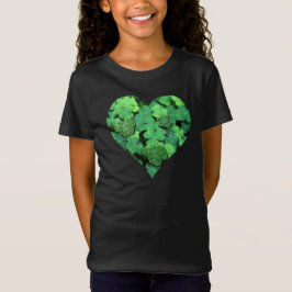 Camiseta Rua. Dia das Patetas, shamrock verde, corações irl