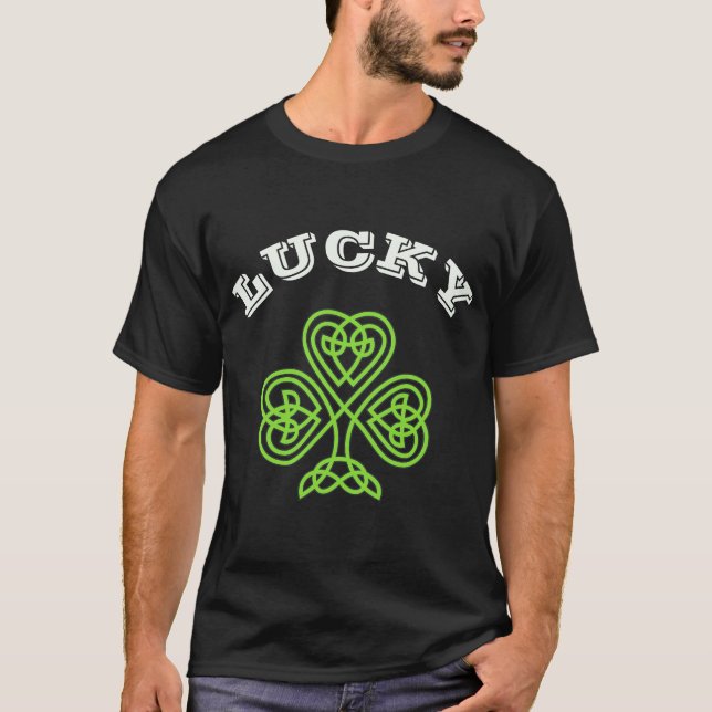 Camiseta Rua. Dia de Patrício, Lucky Green Shamrock (Frente)