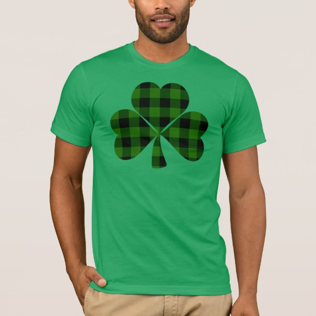 Camiseta Rua. Dia de Patrick, Shamrock verde xadrez irlandê (Frente)