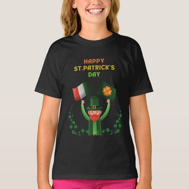 Camiseta Rua: Dia de Patricks - Irlandês Sortudo - Shamrock (Frente)