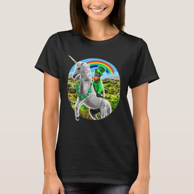 Camiseta Rua. Dia de Patricks, Unicórnio Arco-Íris Leprecha (Frente)