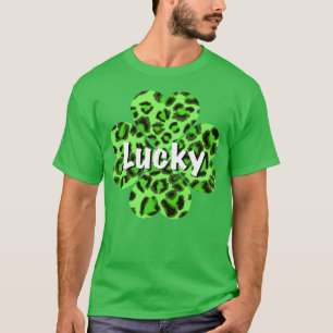 Camiseta Rua. Dia de Patty. Chita verde-leopardo-shamrock
