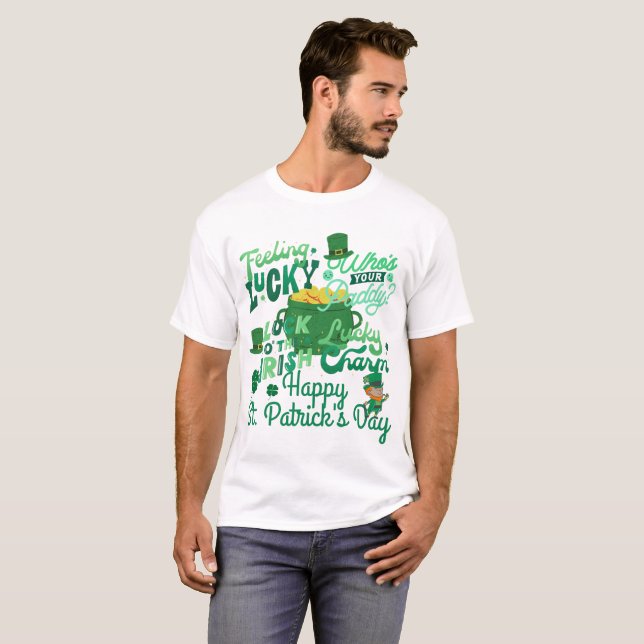 Camiseta Rua. Dia irlandês do Patrick, verde sortudo Shamro (Frente Completa)