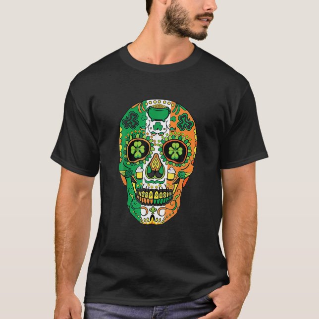 Camiseta Rua do Crânio Patrick Lucky Shamrock Floral Men W (Frente)