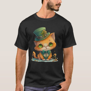 Camiseta Rua do gato Shamrock Patrick Day Leprechaun Hat Cu