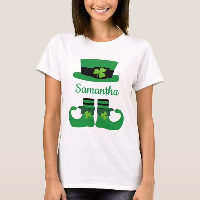 Camiseta Rua do Monograma. O Dia de Patrick, o Leprechaun V (Frente)