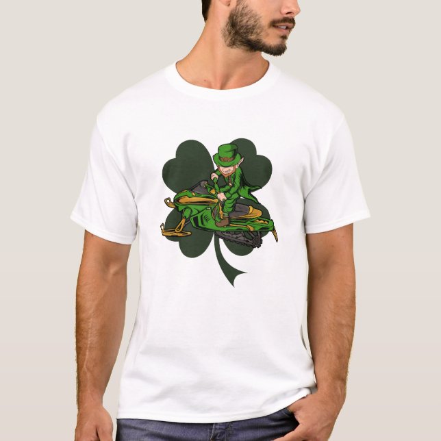 Camiseta Rua do Snowmobiler Leprechaun. Dia de Patrick (Frente)