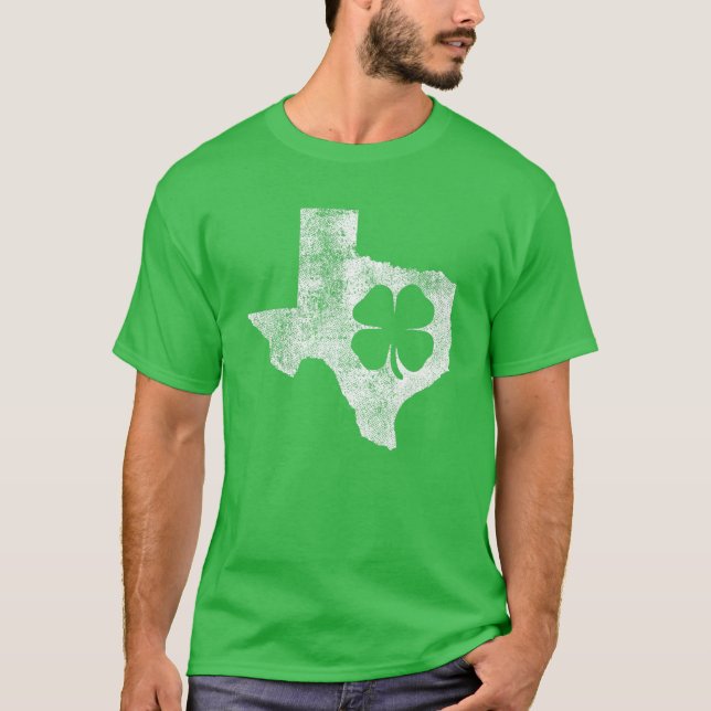 Camiseta Rua do Texas Gift. O dia de Patrick Shamrock Clove (Frente)